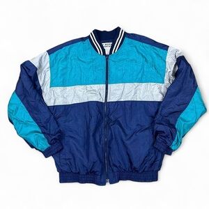 Vintage Blue, teal & gray windbreaker jacket